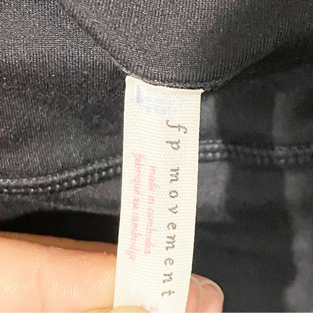 Free People Size‎ Small FP Movement Black Shiny Leggings Ruched Legs Athletic
